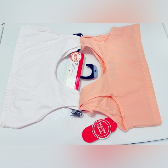 2-pack cotton NWT beginner sport bras, Rose / white, 1pc straps r NOT adjustable - Picture 6 of 15